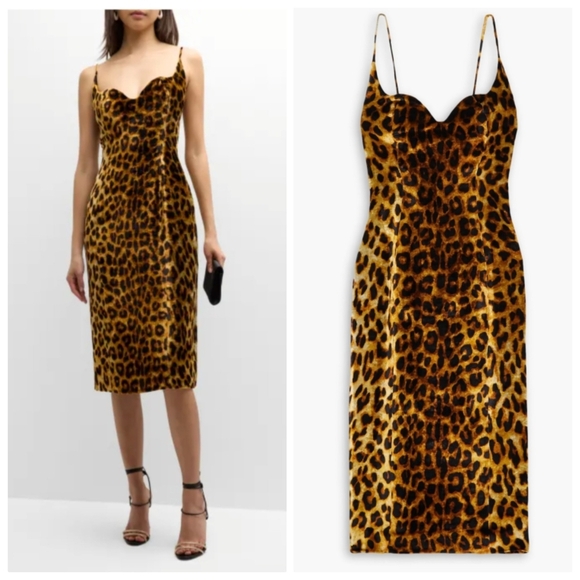 New Halpern Animal Print Silk Blend Sheath Spring '23 Runway Dress 42 FR/10 US - Picture 3 of 8